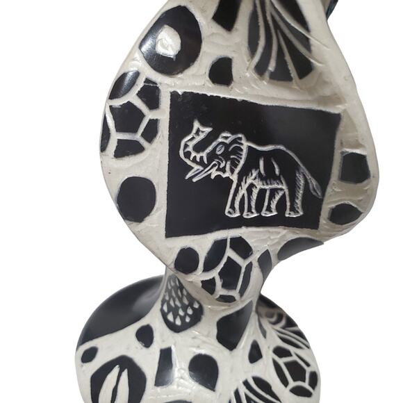 Earthbound Trading Co Ceramic Swirl Candlestick Elephant Lion Paw Made In Kenya - Picture 10 of 10